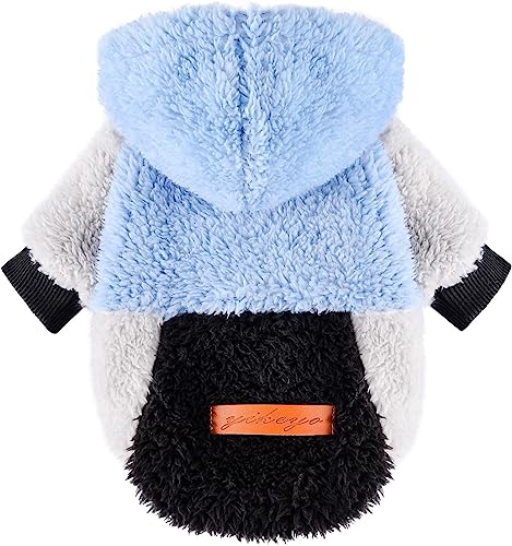 Dog Clothes for Small Dogs Boy Girl Fall Dog Sweater Fleece Dog Hoodie for Small Dogs Fall Puppy Sweaters Outfit for Chihuahua Yorkie Clothes Extra Small XXS Dog Clothes Pet Sweatshirt Cats Apparel - X-Small - Blue/Grey/Black