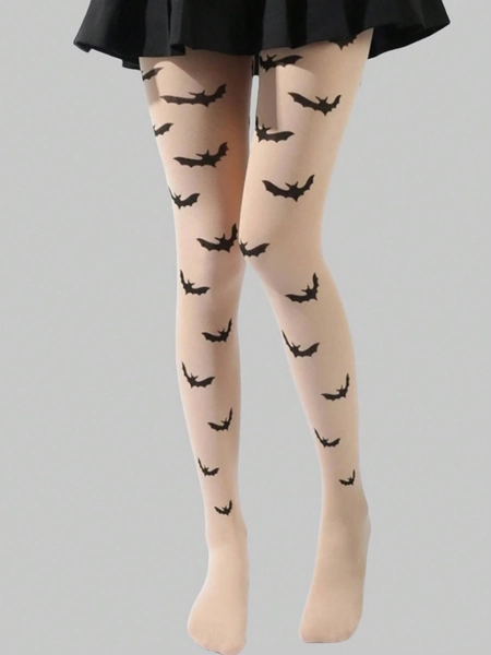 Goth 1pair Women Bat Pattern Tights