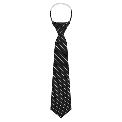 Mantieqingway Ties for Women, Pre-tied Adjustable Girls/Boys Neckties for Uniforms, School, JK/JC Cosplay, T-shirt Accessory - Stripe Black