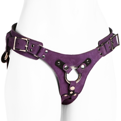 Strap U Bodice Deluxe Leather Corset Harness in Purple | Regular