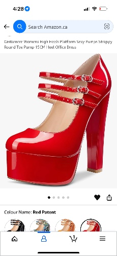 Red three strap heels