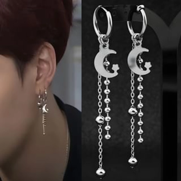Moon Chain Tassel Earring / Clip-On Earring