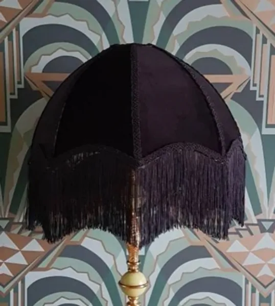 Victorian Black deco style lampshade with opulent fringing