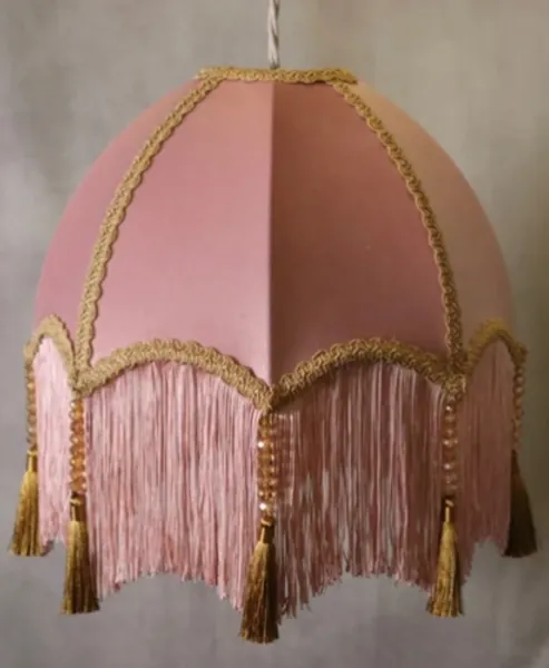 Fringed velvet lampshade, made to order,  decorated with tassels and beading