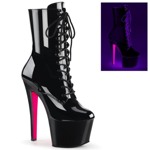 Pleaser Sky-1020TT Ankle Boots | Black-Neon Pink / 5