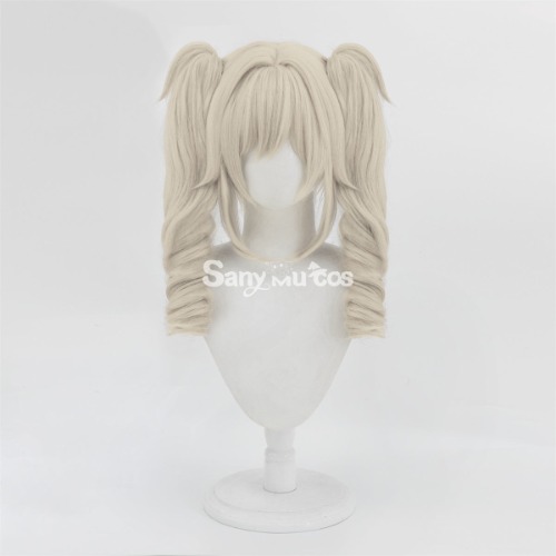 Game Genshin Impact Barbara Silver Twintails Curly Medium Cosplay Wig