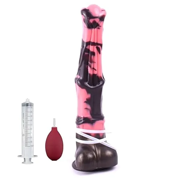 12inch Realistic Long Horse Squirting Dildo with Suction Cup, Big Knotted Animal Ejaculating Dildo, Silicone Dragon Dildo Adult Sex Toy for Women