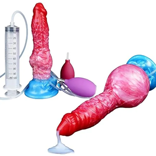 Jixaxe Aufblasbarer Wolf Hund Penis Dildos Monster Tierdildo mit Ejakulation & Aufblasbare Funktion Analdildos Analplug Butt Plug Prostata Sex Spielzeug Frau Männer (Dildo+Spritze+Airbag+aufblasbar) - Dildo+Spritze+Airbag+aufblasbar