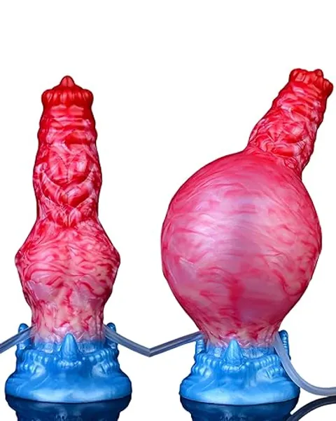 7.09inch Monster Dildo Inflatable Dildo with Adjustable Girth, Squirting Dildo Thick Anal Dildo with Strong Suction Cup, Horse Dildo Animal Dog Dildo, Inflatable Butt Plug Adult Toys for Women Men