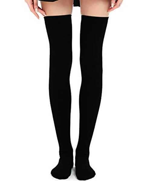 Kayhoma Extra Long Cotton Stripe Thigh High Socks Over the Knee High Stockings
