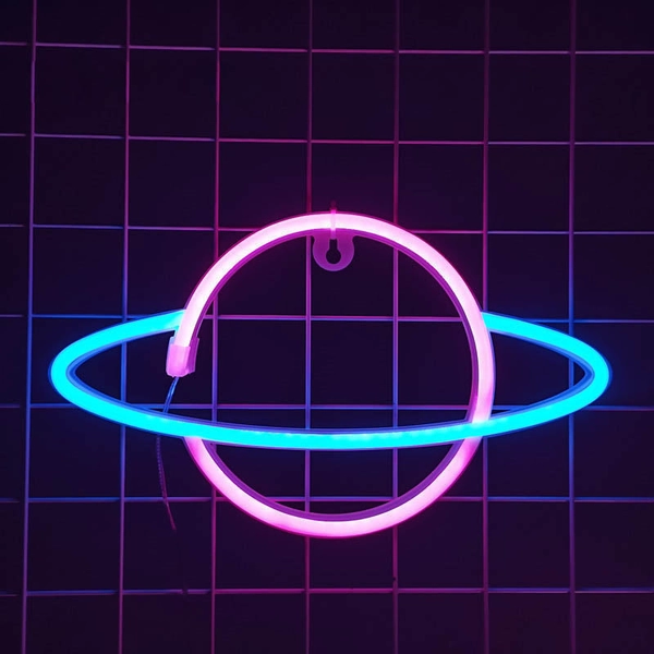 Planet Neon Sign: Celestial Wall Decor