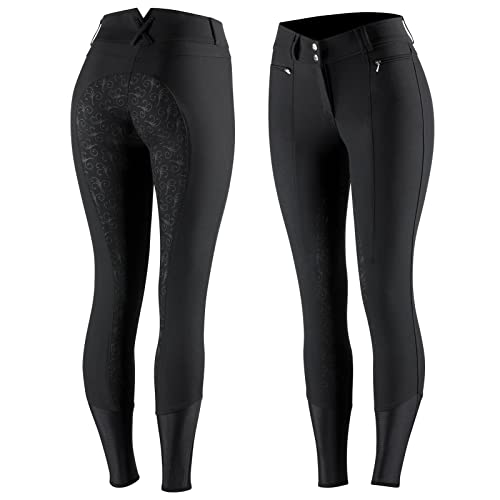 HORZE Angelina Womens Silicone Full Seat Breeches - Black - 32