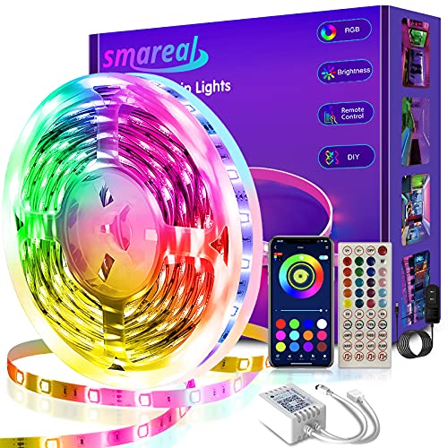 smareal Led Lights for Bedroom 65.6ft,Led Lights Color Changing Led Strip Lights with App Control, Led Light Strips for Room, Kitchen, Home Decoration - 65.6ft