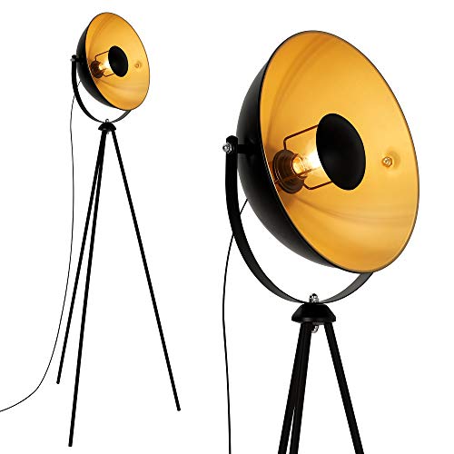 Briloner Leuchten 1380-015 Piantana Retro Vintage E27, 60 W, Nero/Oro, 148 x 58 x 58 cm, Diametro plafoniera 34.5 cm - Rétro