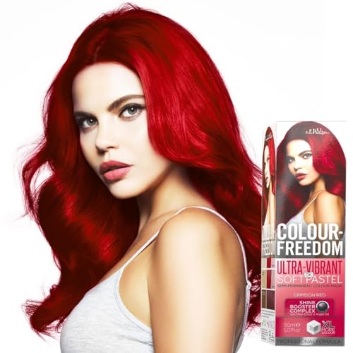 Knight & Wilson Colour-Freedom 150ml Crimson Red Semi-Permanent Hair Colour - Ultra-Vibrant Vegan Friendly Colour Mask with Shine Booster Complex - Ammonia Free Colour Lasts Up To 6-10 Washes - Crimson Red