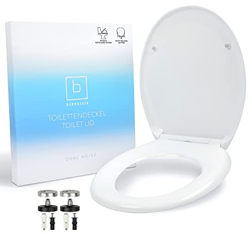 Benkstein® Premium Toilet Seat Soft Close White - Urea-Formaldehyde Antibacterial Soft Close Toilet Seat White - Slow Close Quick Release Toilet Seat