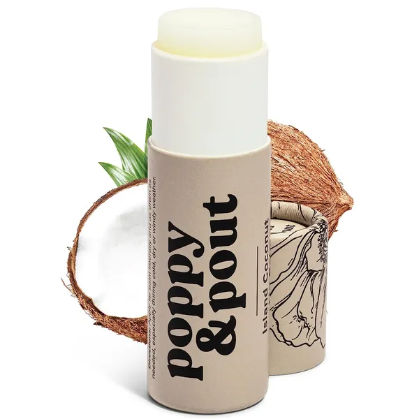Poppy & Pout 100% Natural Lip Balm, 0.3oz Cardboard Tube, Hand-filled - Beeswax, Vitamin E, Organic Coconut Oil, Cruelty Free (Marshmallow Creme) - Marshmallow Creme