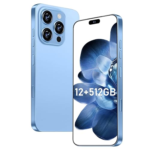 OEJBK I16 ProMax Smartphone New Upgrade 12GB+512GB/6.99" Display 68+108MP Zoom Camera,Tempered Glass Finish, 7000mAh Android 13 Smartphone (Blue) - Blue