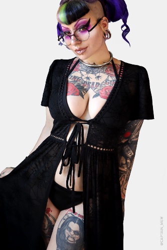 Spiderweb Mesh Kimono Dress | M