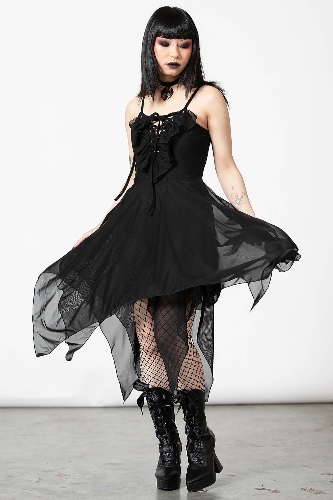 Anshee Lace-Up Dress | M / Black / 94% Polyester 6% Elastane