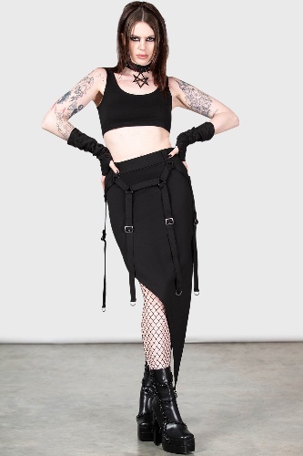 Acacia's Poison Midi Skirt | L / Black / 63% Viscose 32% Polyamide 5% Elastane