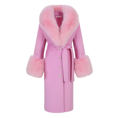 Jojo Cashmere Fur Coat | Blush Pink / M