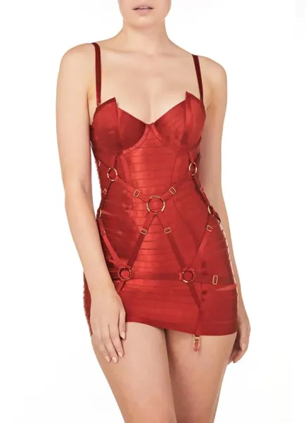 Adjustable Bondage Angela Dress | Burnt Red