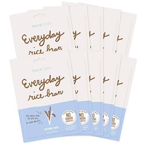 FaceTory Sheet Masks (Pack of 10) - Rice Bran (cruelty free & plant based)