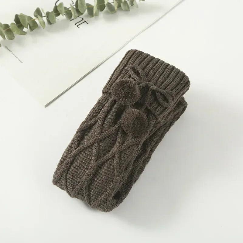 Braided Bowknot Knee High Socks - Dark Grey / One Size