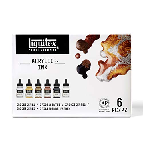 Liquitex Professional Acrylic Ink, Set of 6 x 30 ml Iridescent Colours - PRO INK 6X30ML IRIDESCENTS