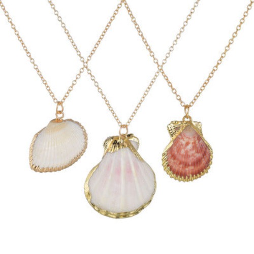 Heartbeats Seashell Necklace Set Of 3 - ALL 3 included -PINK-PALE PINK- WHITE