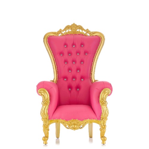 "Queen Tiffany 63" Throne Chair - Pink / Gold