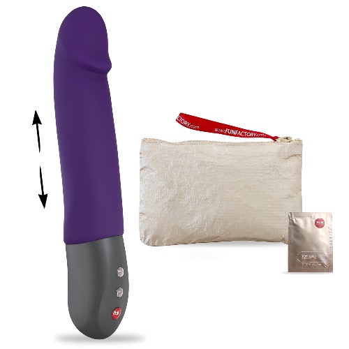 Fun Factory Stronic Real - Realistischer Pulsator inkl. Tasche und Gleitgel, Vibrator für sie mit Stoßfunktion, Silikon, Violett Set - Dark Violet