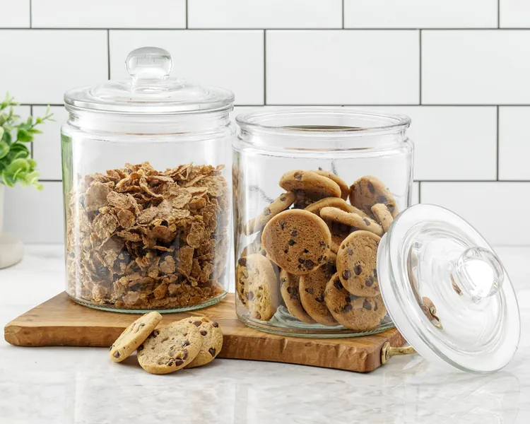 Glass Cookie Jars with Airtight Lid, Set of 2