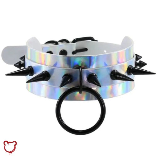 'Holo Black Spike Choker (4 shades)' - White