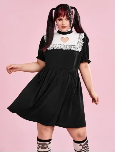 Cut out Lace Baby-doll Dress