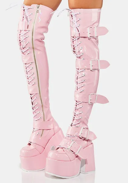 Baby Pink Camel-305 Thigh High Boots | US 9