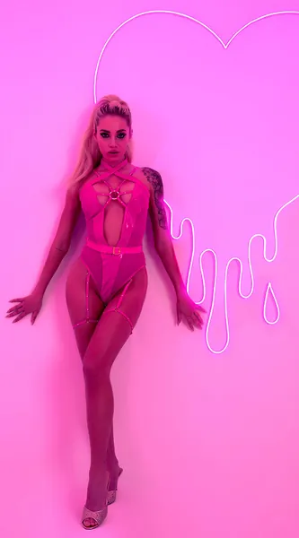 Vinyl Vengeance Bodysuit | Hot Pink/Gold / X-Large