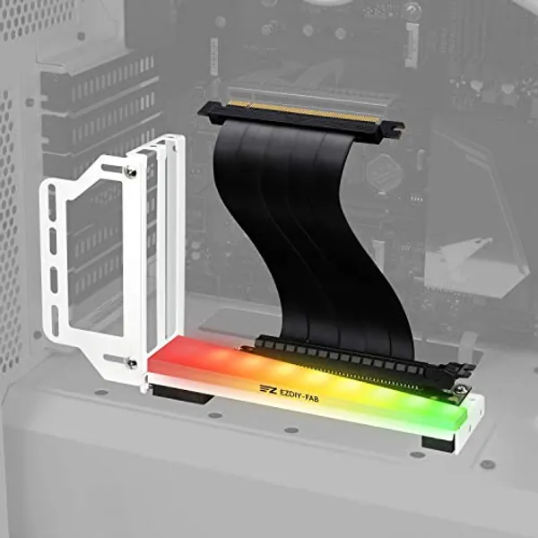 EZDIY-FAB Grafikkarten halter für GPU Vertikal Halterung mit ARGB 5V 3Pin LED,GPU-Halterung,Grafikkartenhalterung VGA Support Kit mit PCIE3.0 Riser Kabel-Weiß