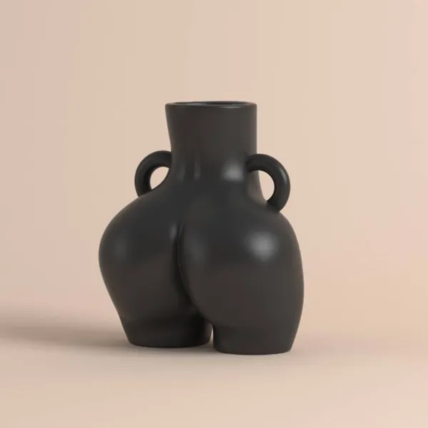 Matte Black Booty Vase Table Top Decor  Polyresin Polished | Etsy