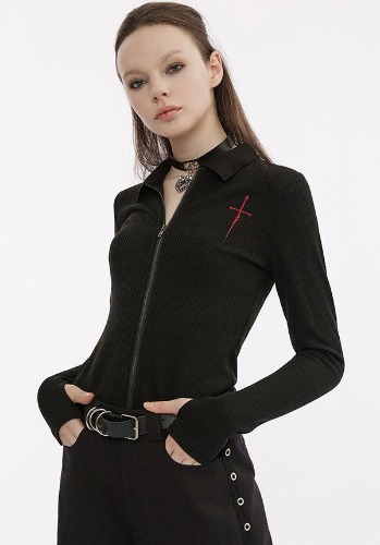 Dagger Embroidered Knit | LONG SLEEVE TOP | X-LARGE/2X-LARGE