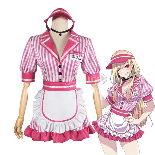 【In Stock】Anime My Dress Up Darling Cosplay Waitress Kitagawa Marin Cosplay Costume - S