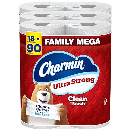 Charmin Toilet Paper Ultra Strong Clean Touch, 18 Family Mega Rolls = 90 Regular Rolls (Packaging May Vary), Household Essentials, Bathroom Essentials - 275 sheet (Pack of 18)