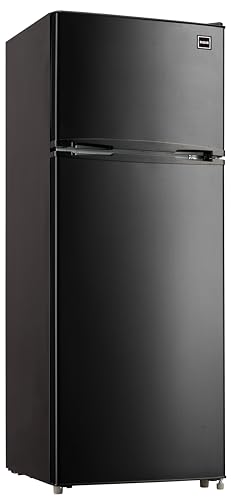 RCA RFR741-BLACK Apartment Size-Top Freezer-2 Door Fridge-Adjustable Thermostat Control-Black-7.5 Cubic Feet - Black - Refrigerator