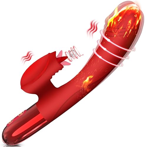 BFAZON Adult Sex Toys for Women Realistic Dildo Vibrators with 10 Licking G Spot Clitoral Stimulation & Vibrating Dildos Modes Female Sex Toys Anal Dildo Vibrator Sex Toys for Woman and Couples - Red