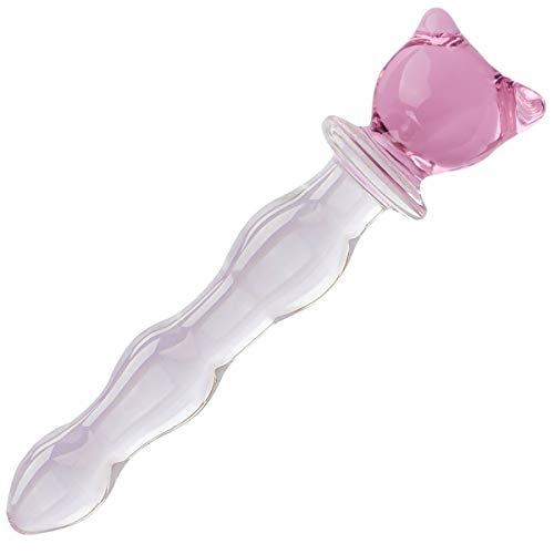 Crystal Glass Pleasure Wand Dildo Penis - AKStore - Bear/Cat, Pink - Bear Form