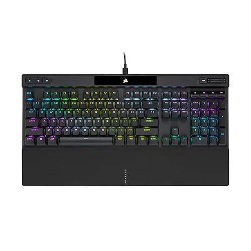 Corsair K70 RGB PRO Wired Mechanical Gaming Keyboard (CHERRY MX RGB Speed Switches: Linear and Rapid, 8,000Hz Hyper-Polling, PBT DOUBLE-SHOT PRO Keycaps, Soft-Touch Palm Rest) QWERTY, NA - Black - MX Speed - Keyboard - Black