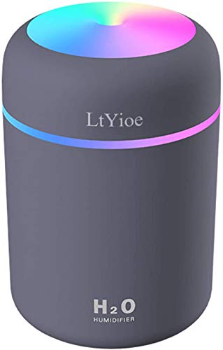 LtYioe Colorful Cool Mini Humidifier, USB Personal Desktop Humidifier for Car, Office Room, Bedroom,etc. Auto Shut-Off, 2 Mist Modes, Super Quiet. (Navy)(Black) - Navy Blue