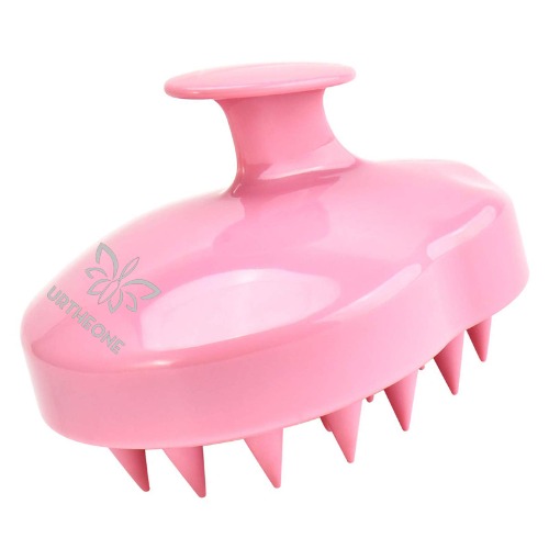 URTHEONE Hair Scalp Massager Shampoo Brush,Soft Silicone Hair Brush for Wet Dry Oily Curly Straight Thick Thin Rough Long Short Natural Men Women Kids Pets Hair Care Tools（Pink - Black
