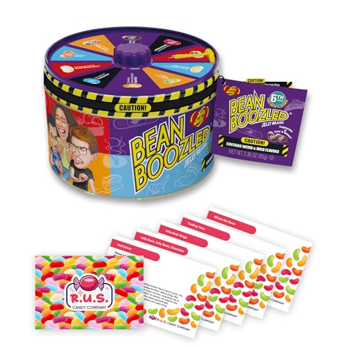 Jelly Belly Bean Boozled Candy Spinner Tin NEW EDITION + 5 R.U.S. Jelly Bean Candy Cards (For Adults) - For Adults
